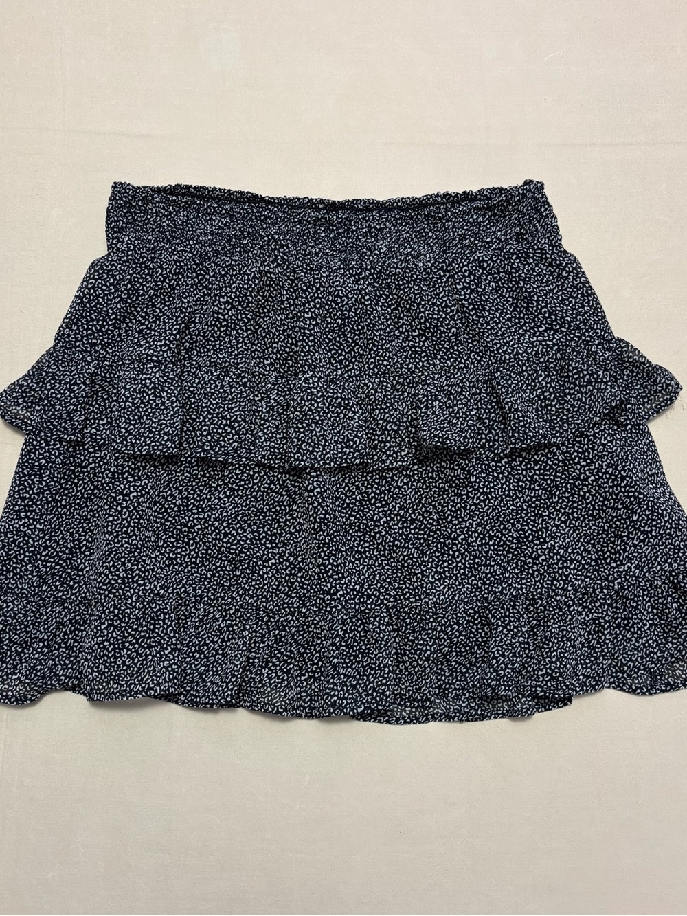 Altar'd State Black and White Animal Print Ruffle Mini Skirt Size Medium